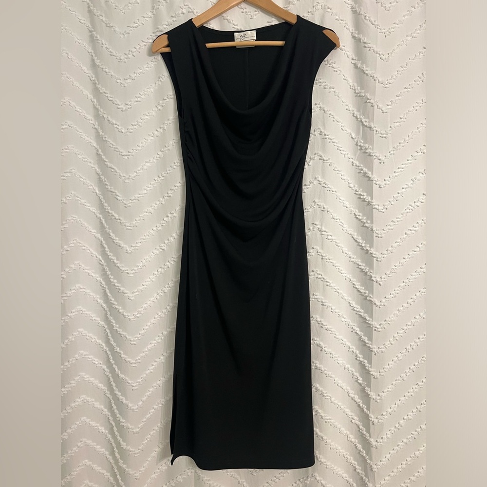 Little Black Dress with Ruched Design (Size M)